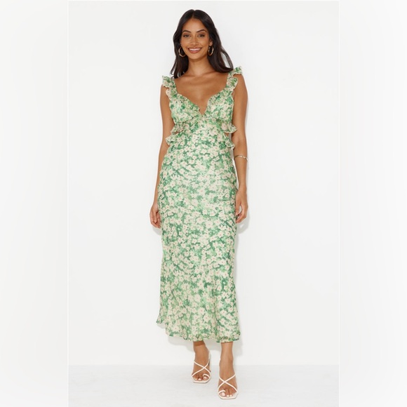 Hello Molly cut out ruffle trim maxi dress nwot - Picture 2 of 6